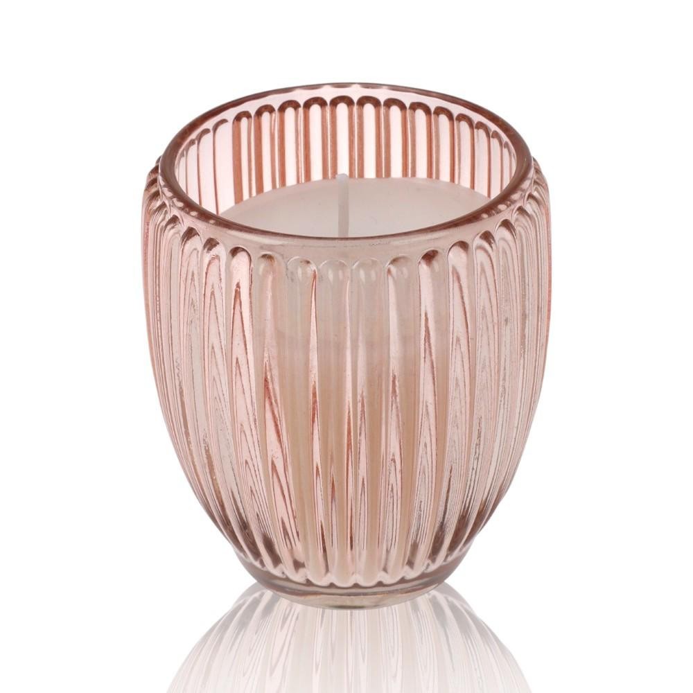 CANDELA IN VETRO 9X9CM 4COLORI